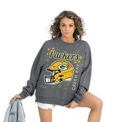 Green Bay Packers Gameday Couture Women's Ready to Rumble Premium Fleece Pullover Sweatshirt Gray - NFL