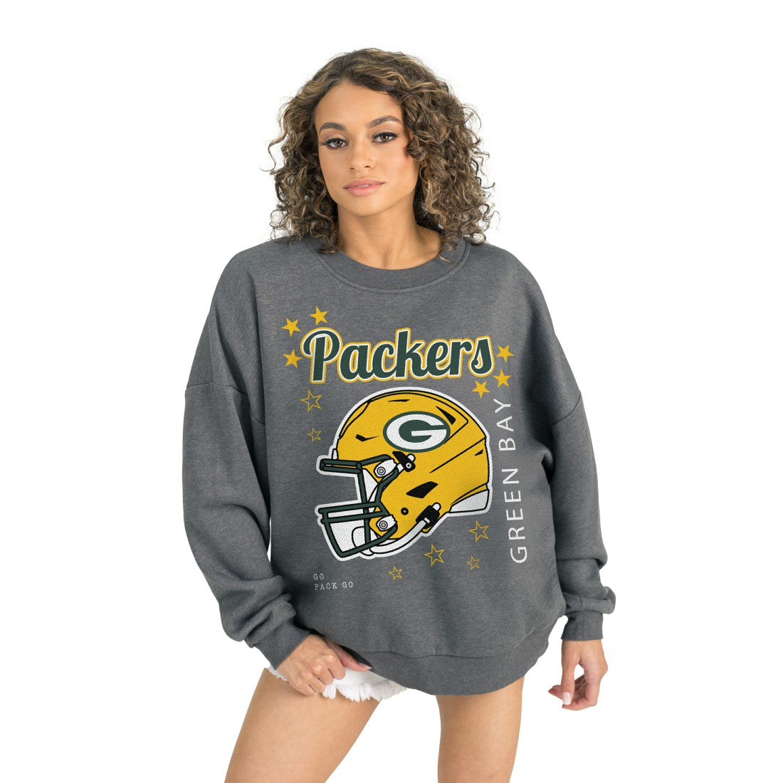 Green Bay Packers Gameday Couture Women's Ready to Rumble Premium Fleece Pullover Sweatshirt Gray - NFL