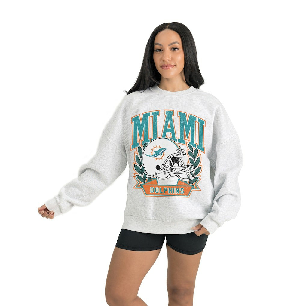Miami Dolphins Gameday Couture Women's Heritage Premium Fleece Pullover Sweatshirt Gray - NFL