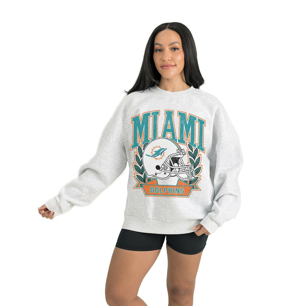 Miami Dolphins Gameday Couture Women's Heritage Premium Fleece Pullover Sweatshirt Gray - NFL