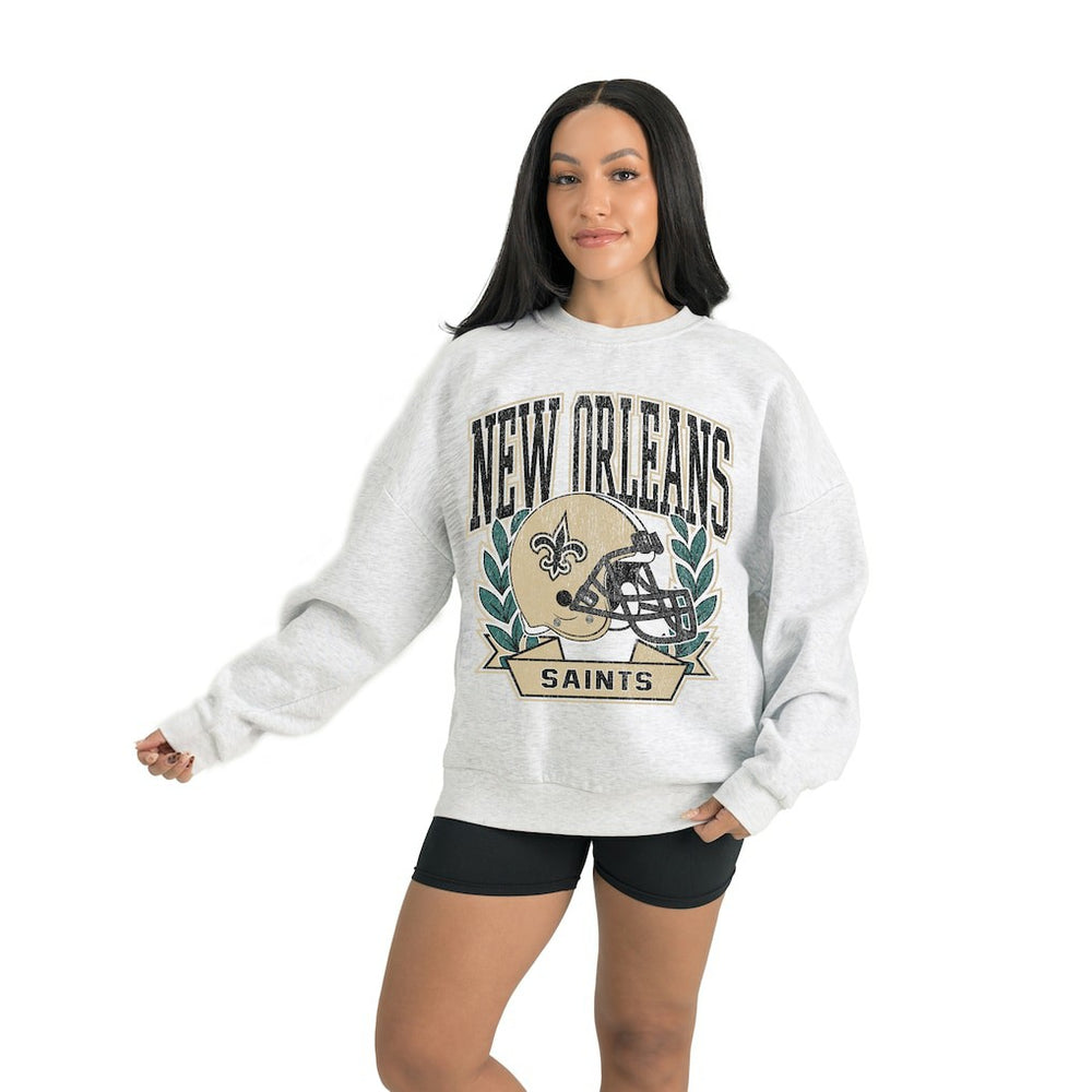 New Orleans Saints Gameday Couture Women's Heritage Premium Fleece Pullover Sweatshirt Gray - NFL