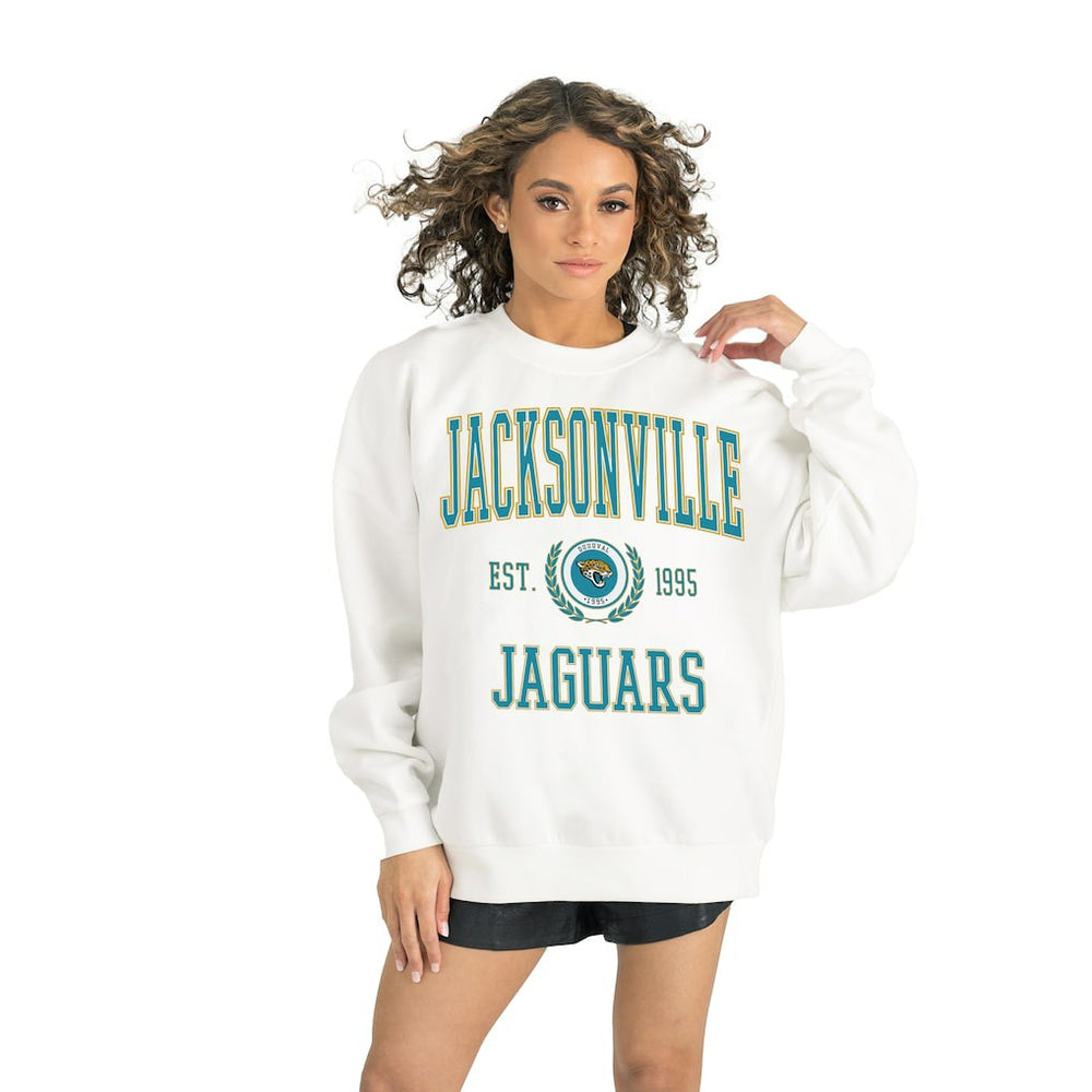 Jacksonville Jaguars Gameday Couture Women's Timeless Triumph Premium Fleece Pullover Sweatshirt White - NFL