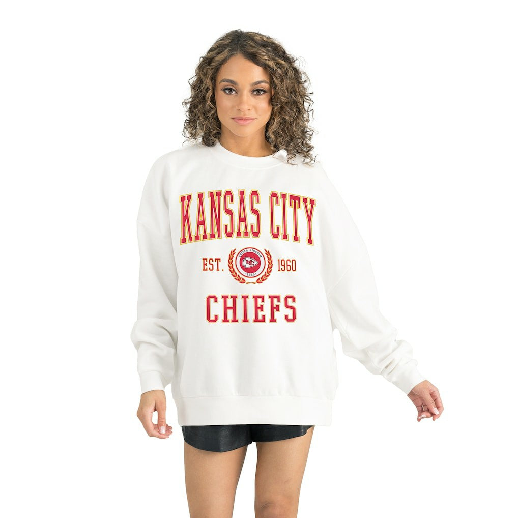 Kansas City Chiefs Gameday Couture Women's Timeless Triumph Premium Fleece Pullover Sweatshirt White - NFL