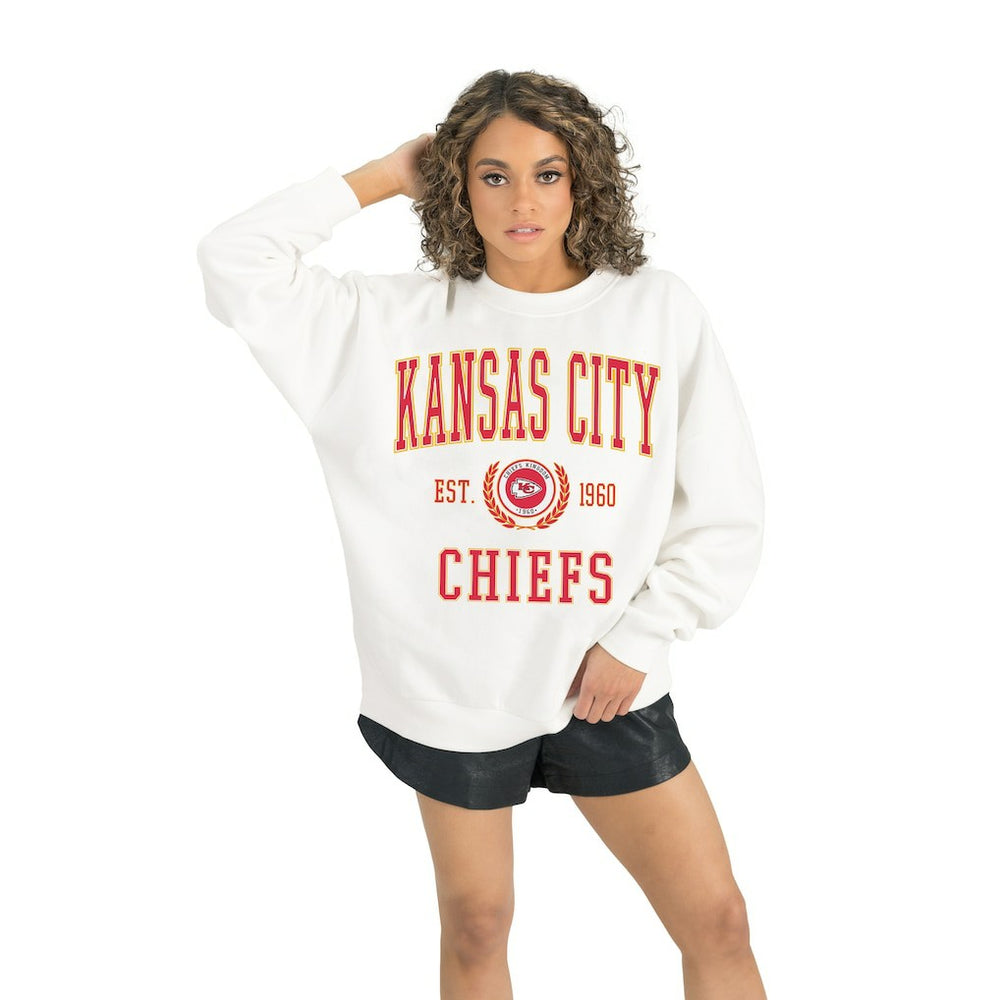 Kansas City Chiefs Gameday Couture Women's Timeless Triumph Premium Fleece Pullover Sweatshirt White - NFL