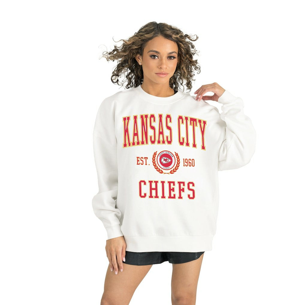 Kansas City Chiefs Gameday Couture Women's Timeless Triumph Premium Fleece Pullover Sweatshirt White - NFL
