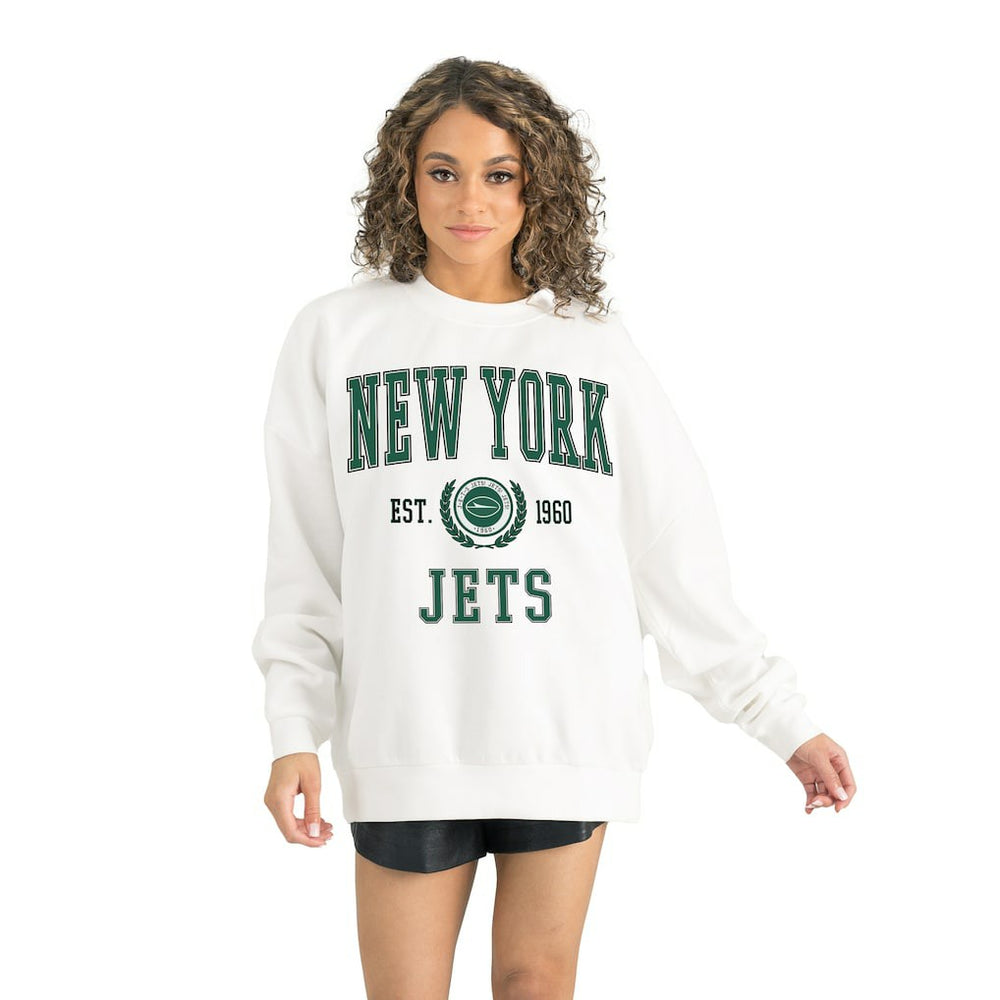 New York Jets Gameday Couture Women's Timeless Triumph Premium Fleece Pullover Sweatshirt White - NFL