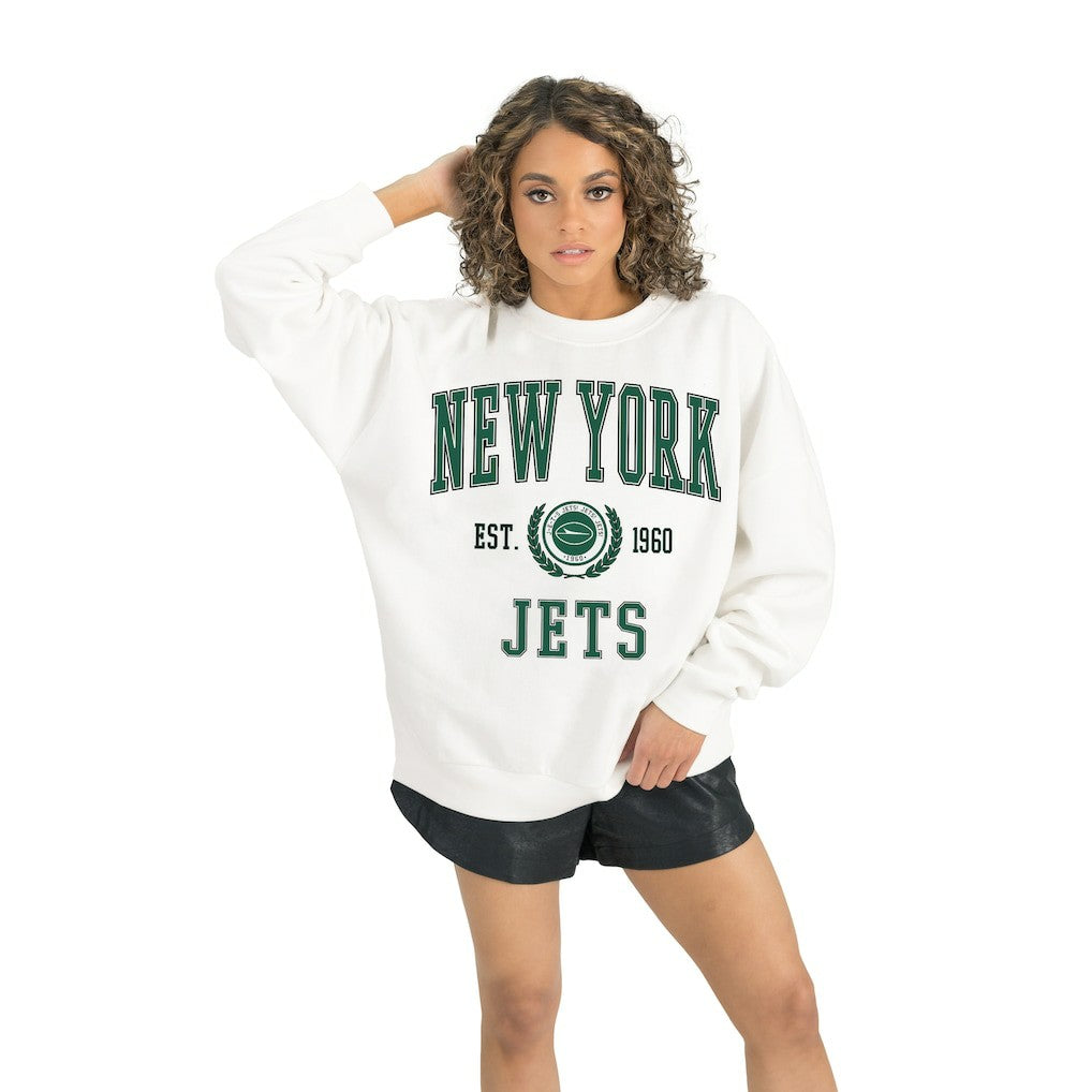 New York Jets Gameday Couture Women's Timeless Triumph Premium Fleece Pullover Sweatshirt White - NFL