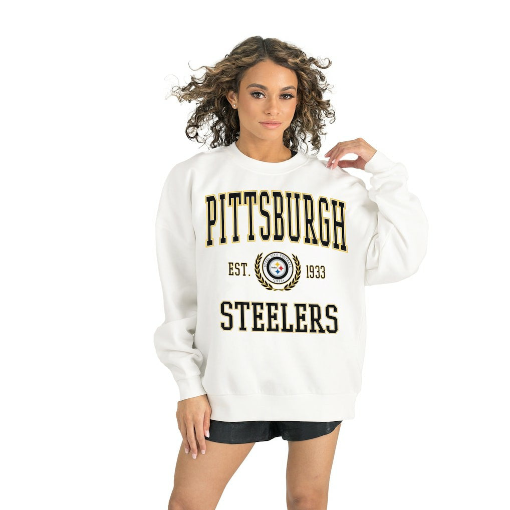 Pittsburgh Steelers Gameday Couture Women's Timeless Triumph Premium Fleece Pullover Sweatshirt White - NFL
