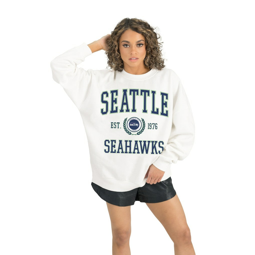 Seattle Seahawks Gameday Couture Women's Timeless Triumph Premium Fleece Pullover Sweatshirt White - NFL
