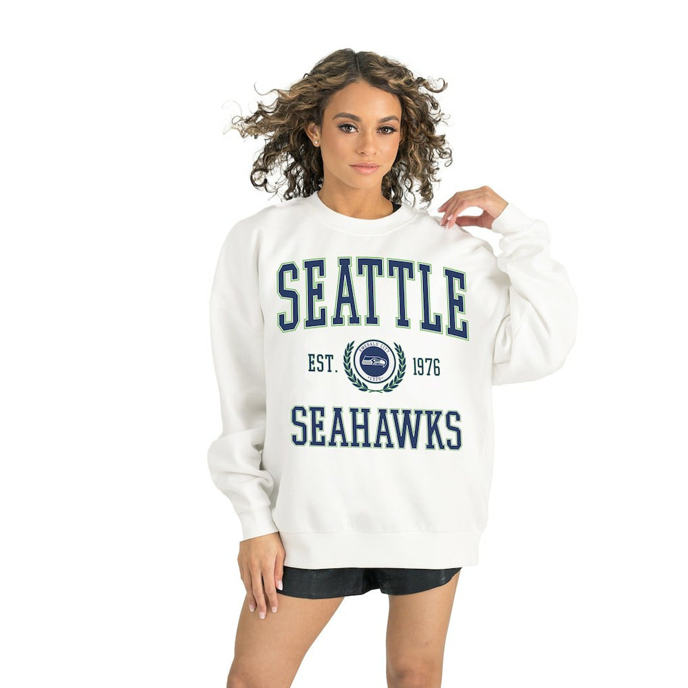 Seattle Seahawks Gameday Couture Women's Timeless Triumph Premium Fleece Pullover Sweatshirt White - NFL