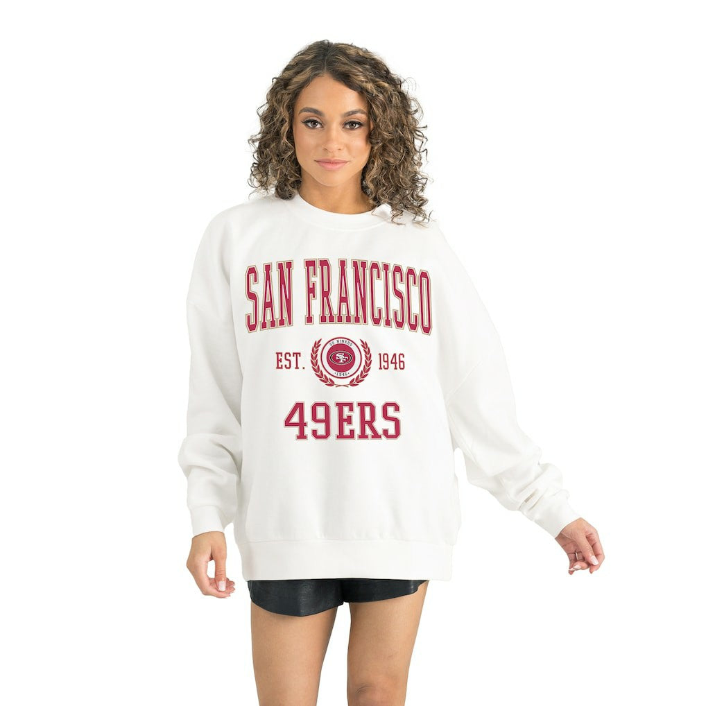 San Francisco 49ers Gameday Couture Women's Timeless Triumph Premium Fleece Pullover Sweatshirt White - NFL