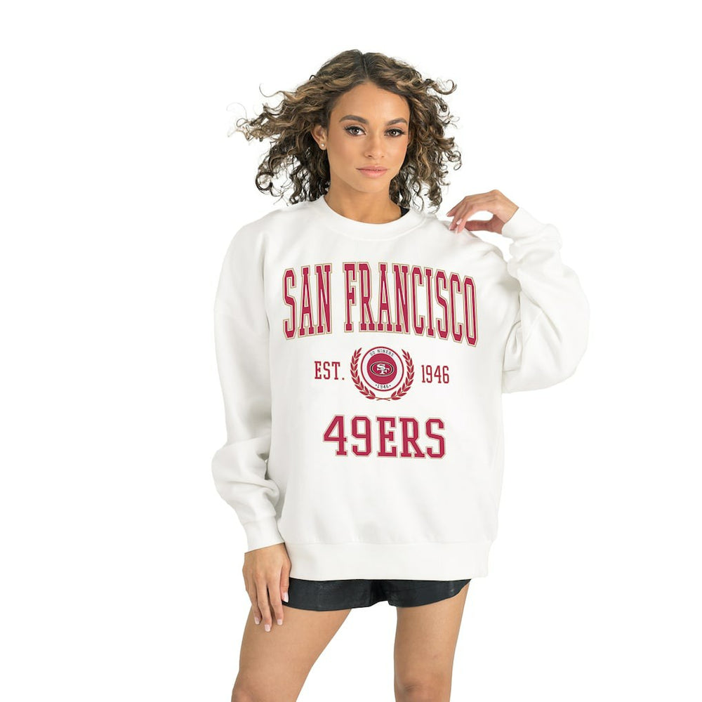 San Francisco 49ers Gameday Couture Women's Timeless Triumph Premium Fleece Pullover Sweatshirt White - NFL