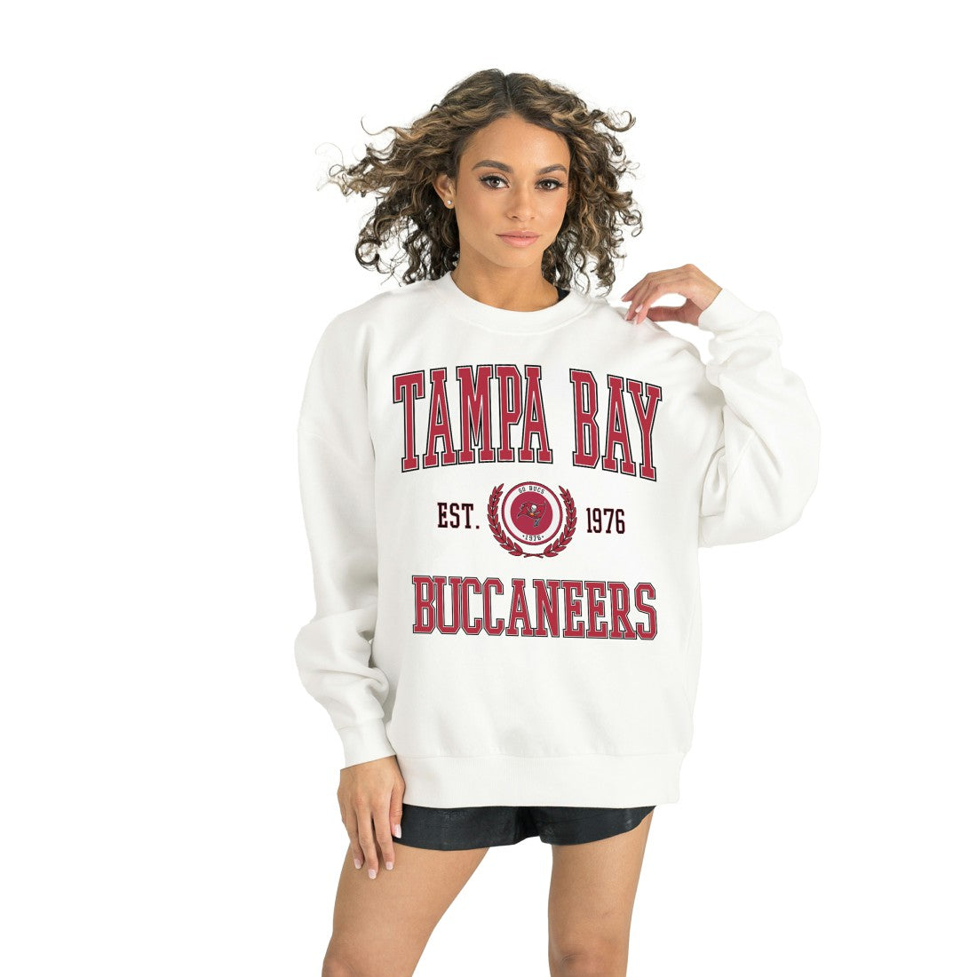Tampa Bay Buccaneers Gameday Couture Women's Timeless Triumph Premium Fleece Pullover Sweatshirt White - NFL