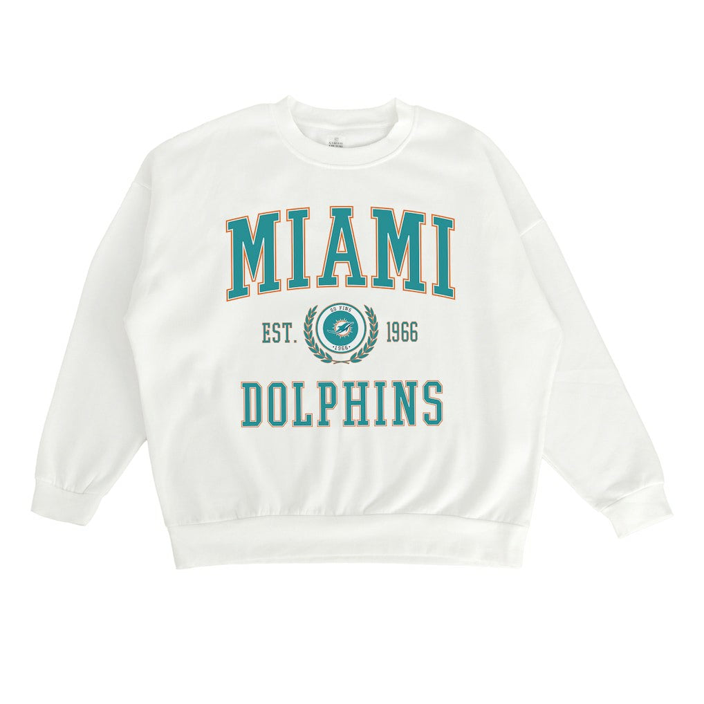 Miami Dolphins Gameday Couture Women's Timeless Triumph Premium Fleece Pullover Sweatshirt White - NFL
