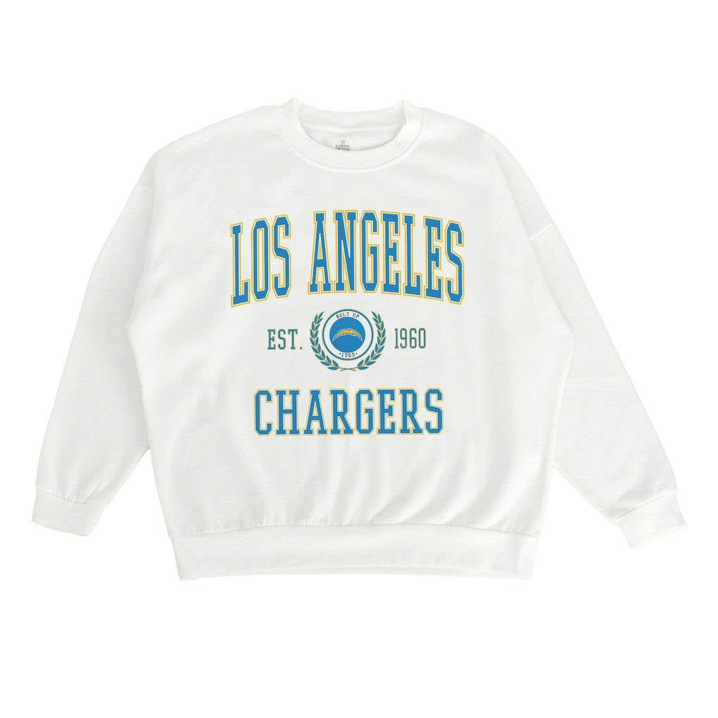 Los Angeles Chargers Gameday Couture Women's Timeless Triumph Premium Fleece Pullover Sweatshirt White - NFL