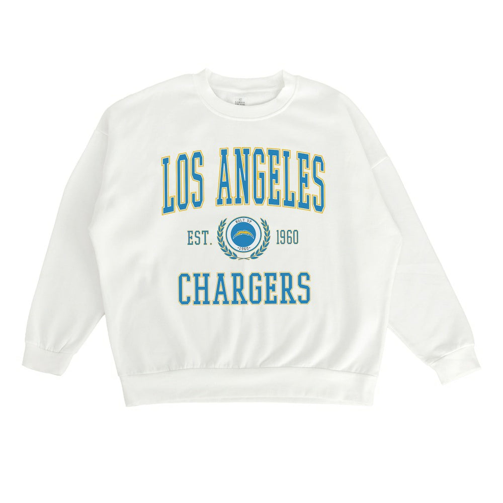 Los Angeles Chargers Gameday Couture Women's Timeless Triumph Premium Fleece Pullover Sweatshirt White - NFL