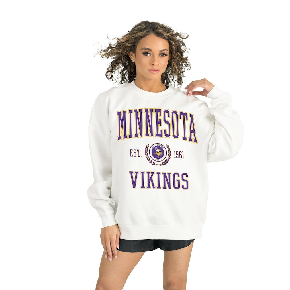 Minnesota Vikings Gameday Couture Women's Timeless Triumph Premium Fleece Pullover Sweatshirt White - NFL