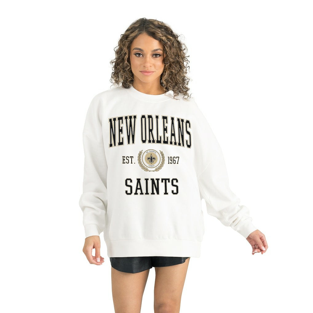 New Orleans Saints Gameday Couture Women's Timeless Triumph Premium Fleece Pullover Sweatshirt White - NFL