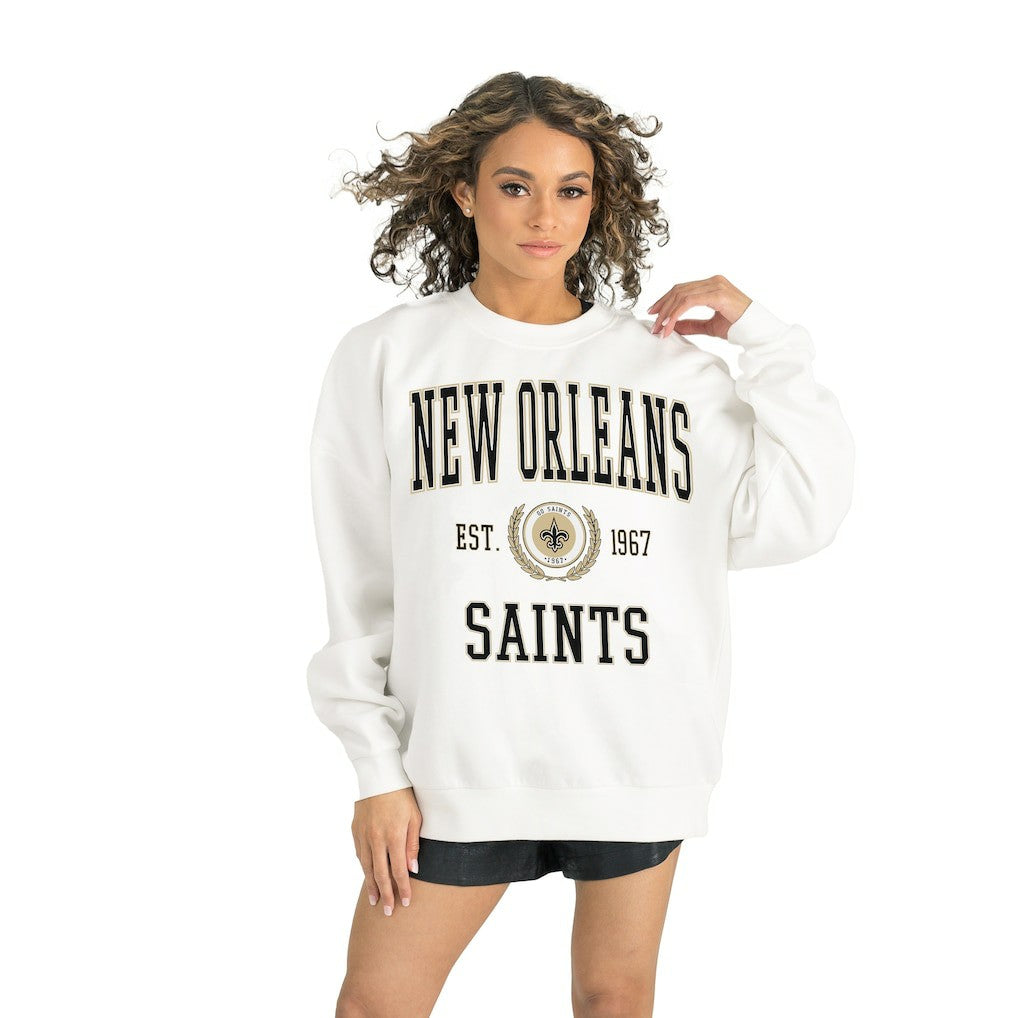 New Orleans Saints Gameday Couture Women's Timeless Triumph Premium Fleece Pullover Sweatshirt White - NFL