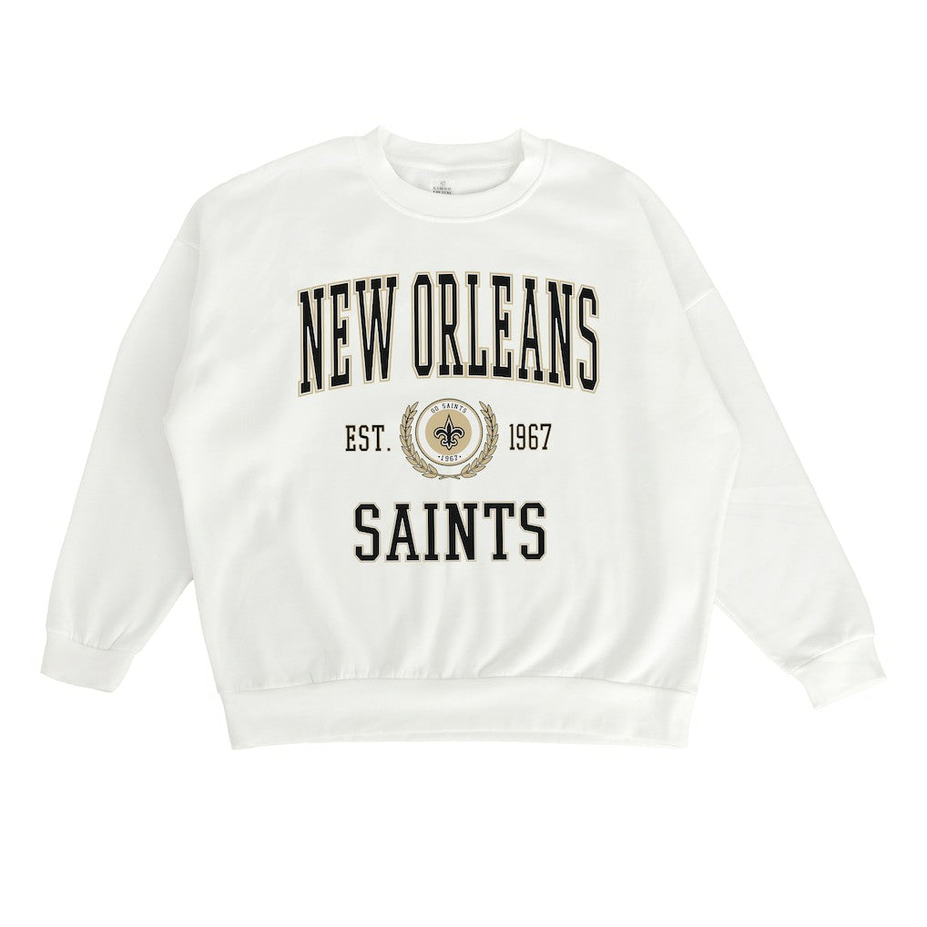 New Orleans Saints Gameday Couture Women's Timeless Triumph Premium Fleece Pullover Sweatshirt White - NFL