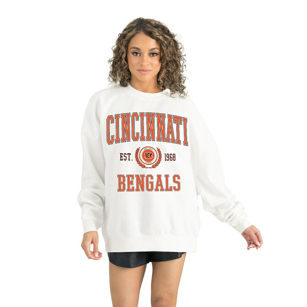 Cincinnati Bengals Gameday Couture Women's Timeless Triumph Premium Fleece Pullover Sweatshirt White - NFL