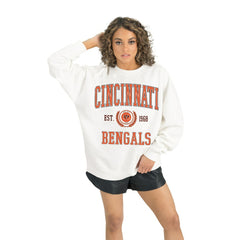 Cincinnati Bengals Gameday Couture Women's Timeless Triumph Premium Fleece Pullover Sweatshirt White - NFL