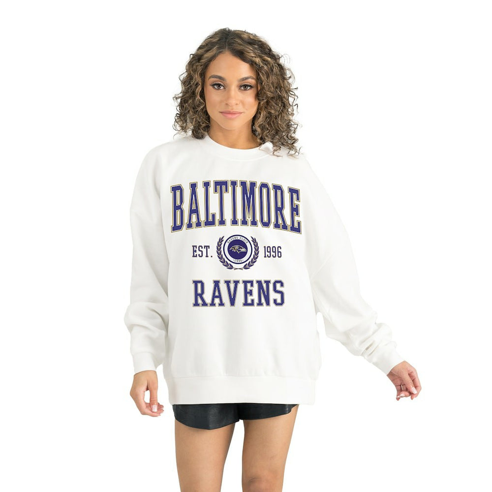 Baltimore Ravens Gameday Couture Women's Timeless Triumph Premium Fleece Pullover Sweatshirt White - NFL
