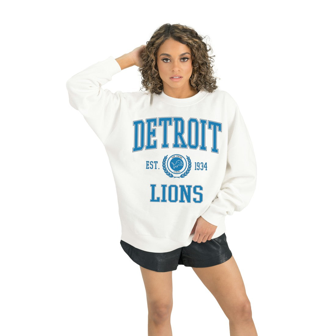 Detroit Lions Gameday Couture Women's Timeless Triumph Premium Fleece Pullover Sweatshirt White - NFL