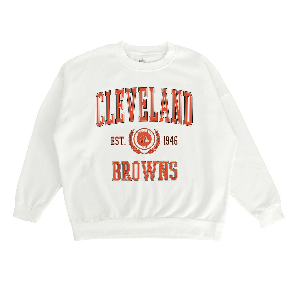 Cleveland Browns Gameday Couture Women's Timeless Triumph Premium Fleece Pullover Sweatshirt White - NFL