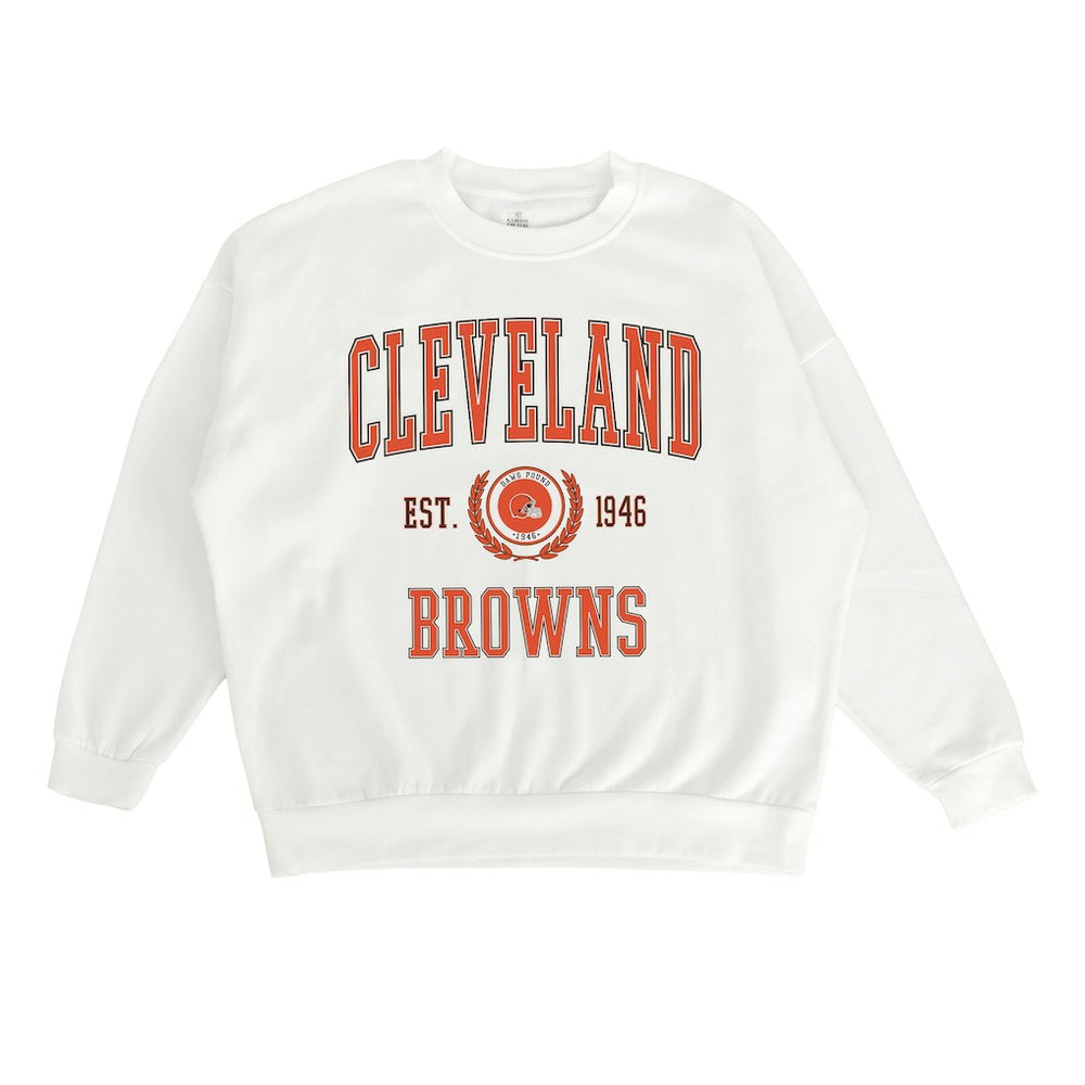 Cleveland Browns Gameday Couture Women's Timeless Triumph Premium Fleece Pullover Sweatshirt White - NFL