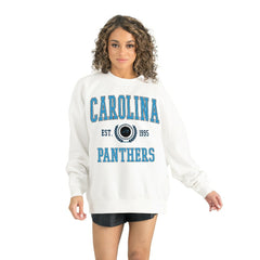 Carolina Panthers Gameday Couture Women's Timeless Triumph Premium Fleece Pullover Sweatshirt White - NFL