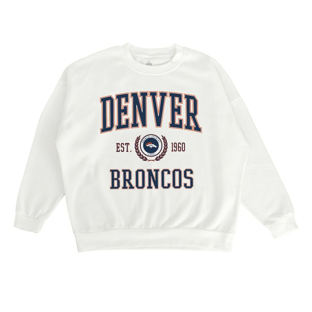 Denver Broncos Gameday Couture Women's Timeless Triumph Premium Fleece Pullover Sweatshirt White - NFL
