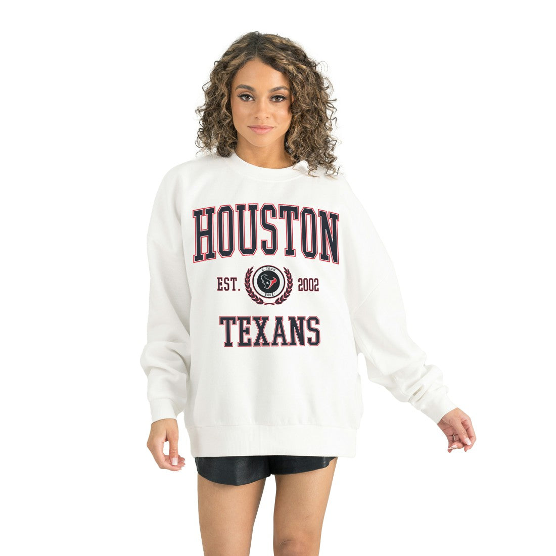 Houston Texans Gameday Couture Women's Timeless Triumph Premium Fleece Pullover Sweatshirt White - NFL
