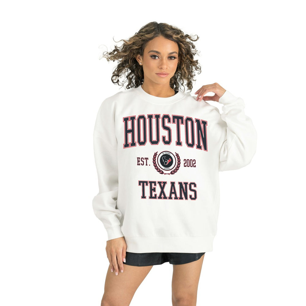 Houston Texans Gameday Couture Women's Timeless Triumph Premium Fleece Pullover Sweatshirt White - NFL