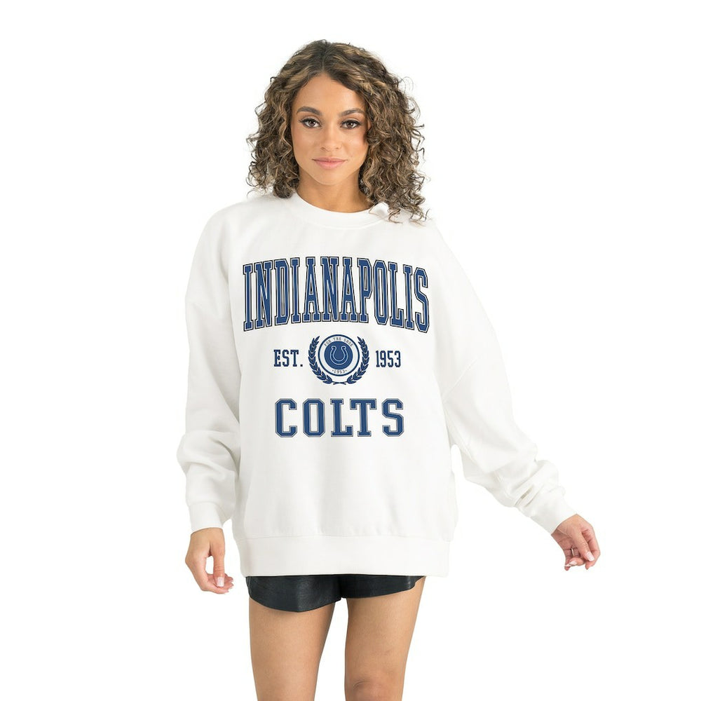 Indianapolis Colts Gameday Couture Women's Timeless Triumph Premium Fleece Pullover Sweatshirt White - NFL