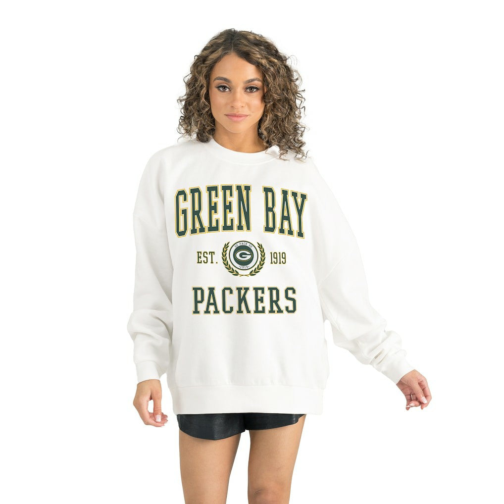 Green Bay Packers Gameday Couture Women's Timeless Triumph Premium Fleece Pullover Sweatshirt White - NFL