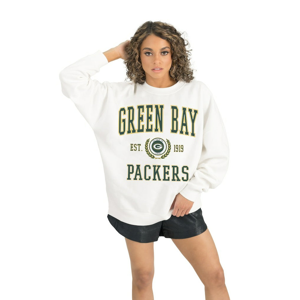 Green Bay Packers Gameday Couture Women's Timeless Triumph Premium Fleece Pullover Sweatshirt White - NFL