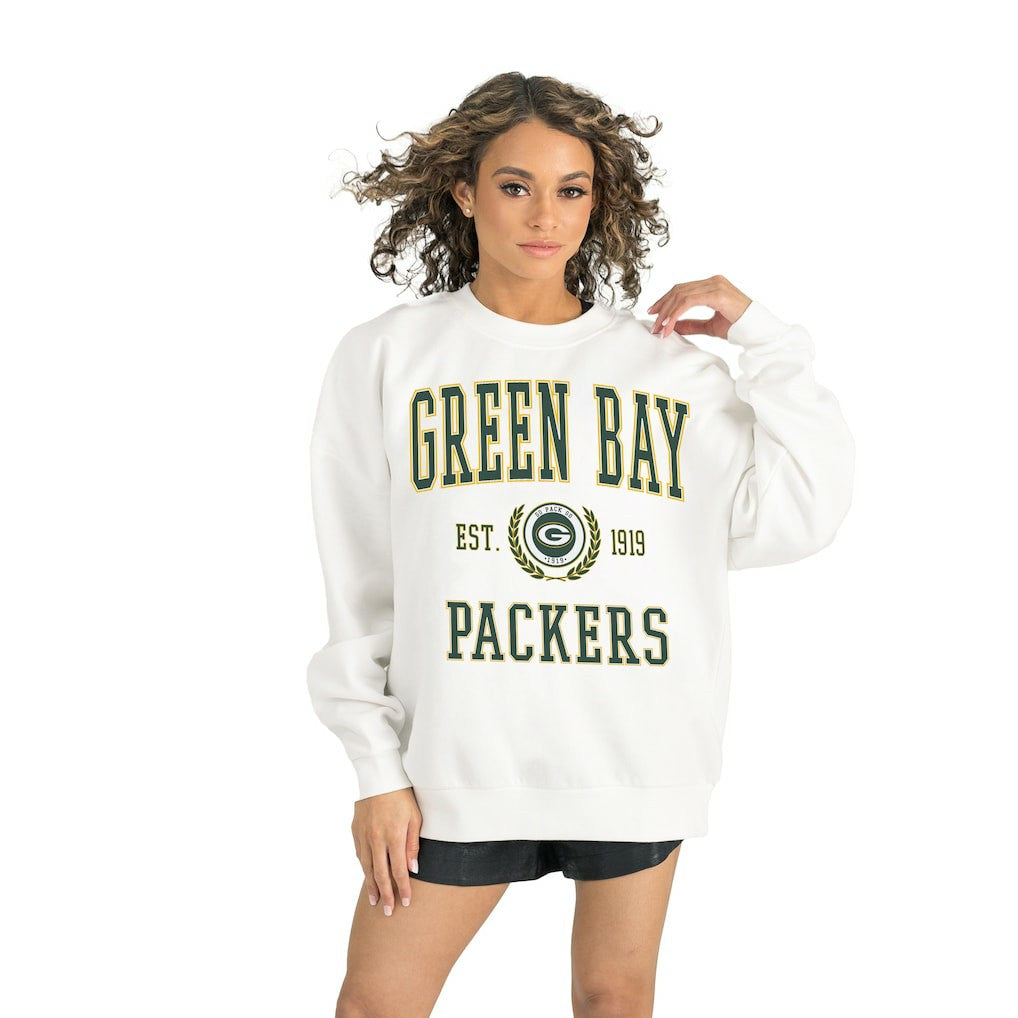 Green Bay Packers Gameday Couture Women's Timeless Triumph Premium Fleece Pullover Sweatshirt White - NFL