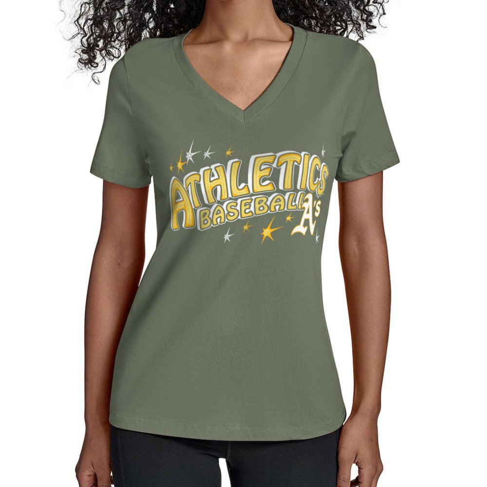 Athletics Starter Women's Fireworks Team Name V-Neck T-Shirt for sale
