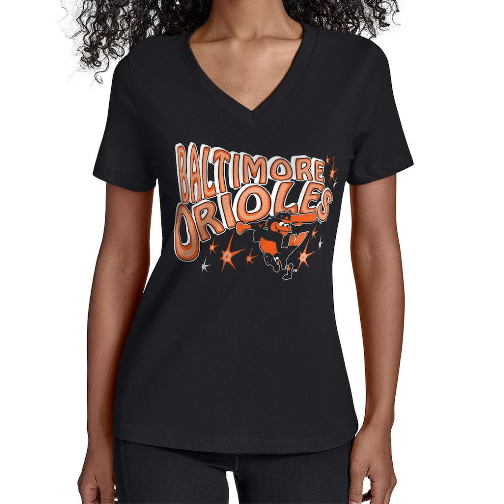 Baltimore Orioles Starter Women's Fireworks V-Neck T-Shirt Clearance