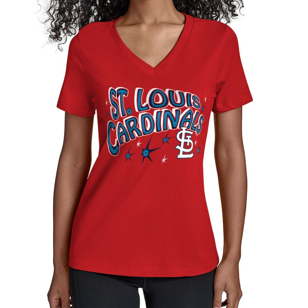 St. Louis Cardinals Starter Women's Fireworks V-Neck T-Shirt for sale