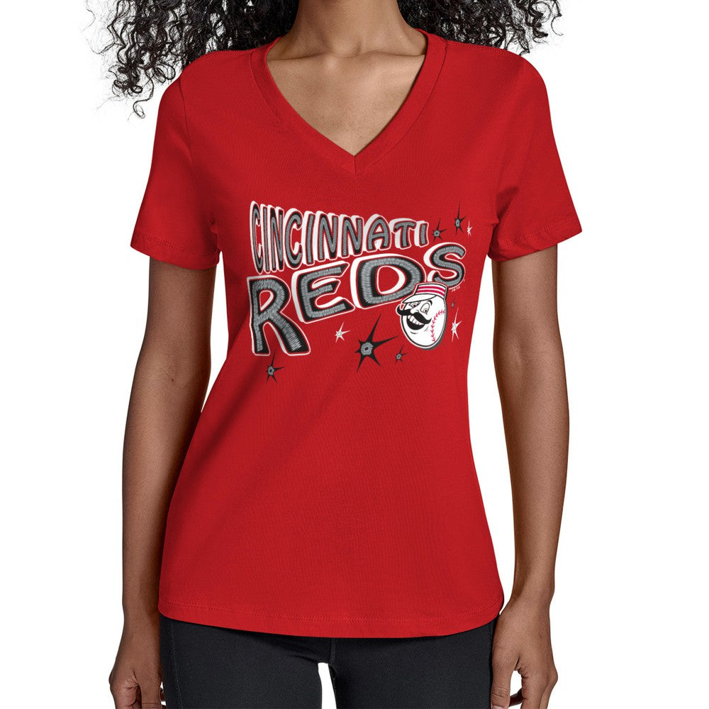 Cincinnati Reds Starter Women's Fireworks V-Neck T-Shirt discount