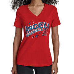 Los Angeles Angels Starter Women's Fireworks V-Neck T-Shirt for sale