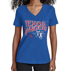 Texas Rangers Starter Women's Fireworks Team Name V-Neck T-Shirt Near Me