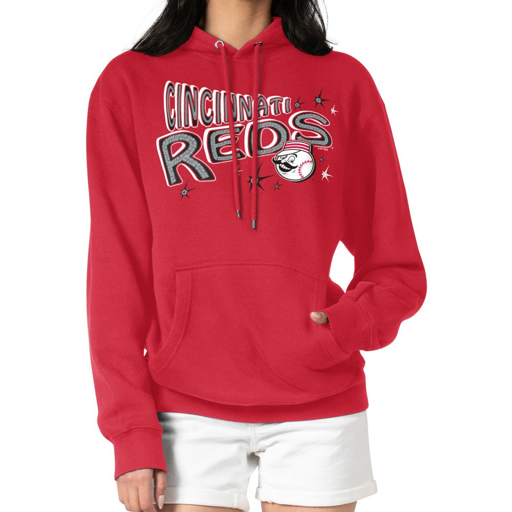 Cincinnati Reds Starter Women's Fireworks Fleece Tri-Blend Pullover Hoodie On Sale