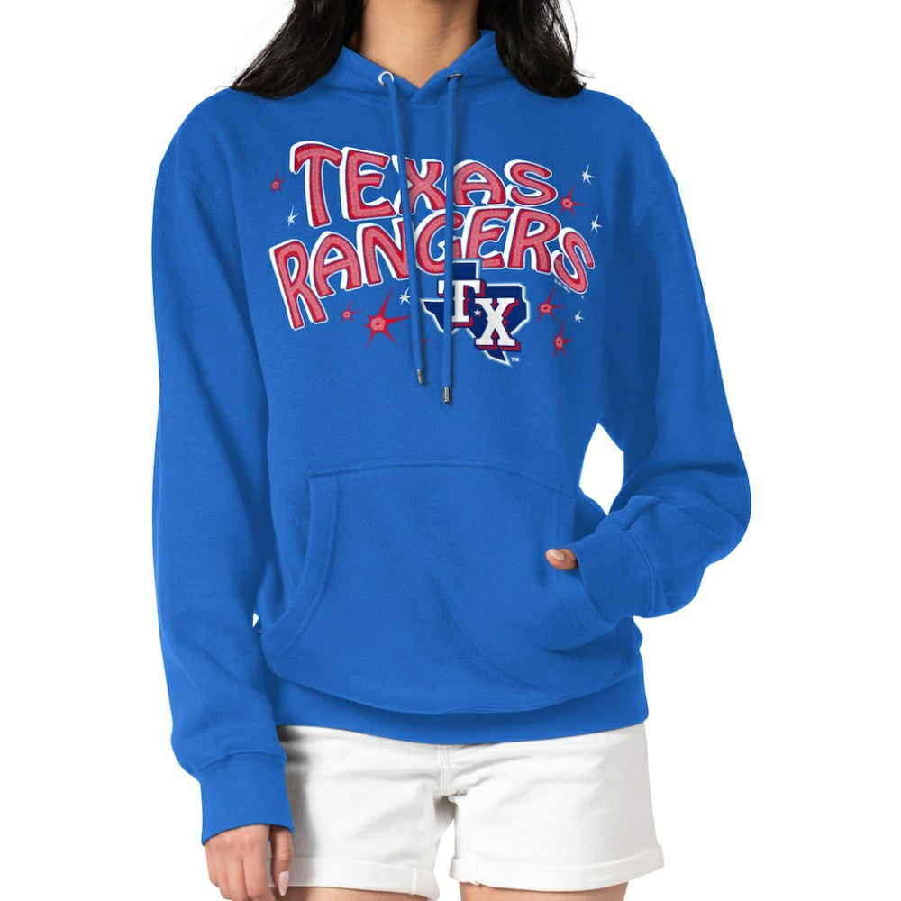 Texas Rangers Starter Women's Fireworks Fleece Tri-Blend Pullover Hoodie Clearance