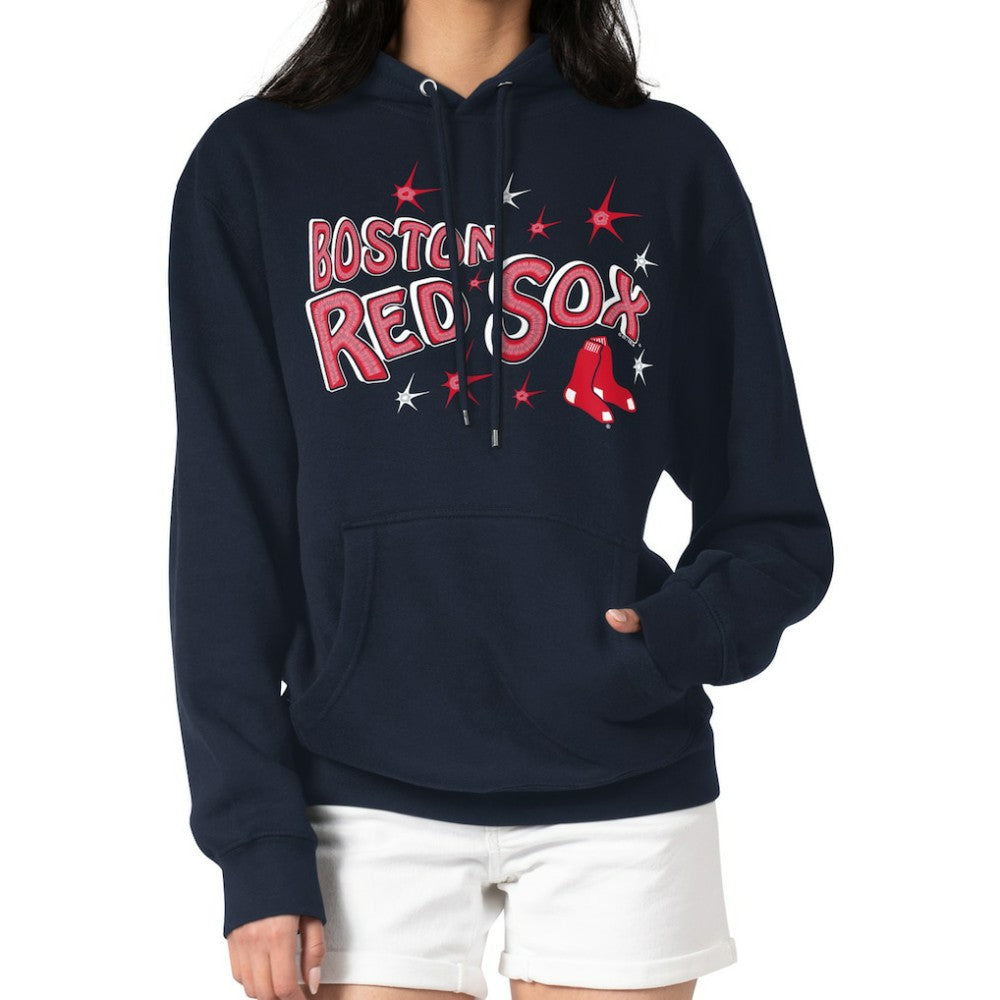 Boston Red Sox Starter Women's Fireworks Fleece Tri-Blend Pullover Hoodie On Sale