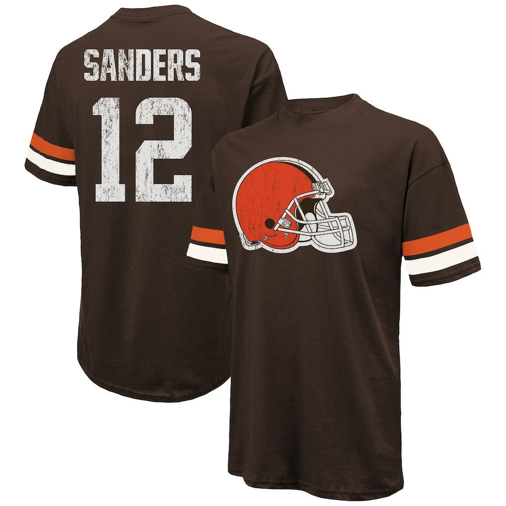 Shedeur Sanders Cleveland Browns Majestic Threads 2025 NFL Draft Oversized T-Shirt Brown - NFL