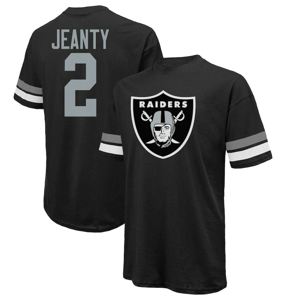 Ashton Jeanty Las Vegas Raiders Majestic Threads 2025 NFL Draft First Round Pick Oversized T-Shirt Black - NFL
