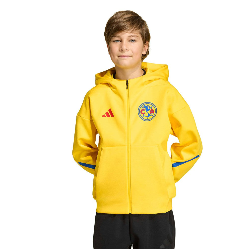 Adidas Club America Youth 2025/26 Club Anthem Full-Zip Hoodie Jacket - Yellow